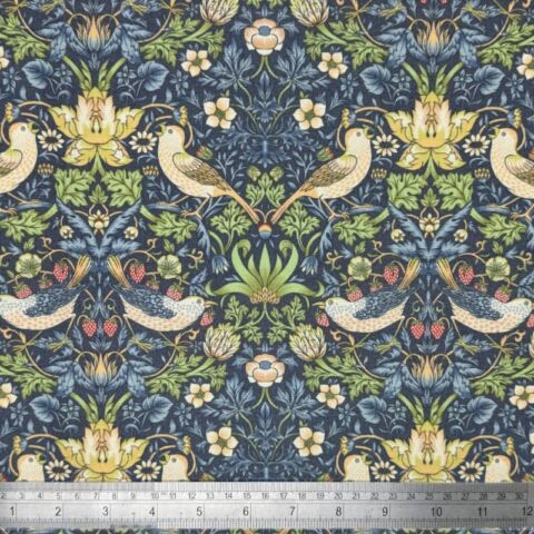 William Morris Strawberry Thief Navy Coated Tablecloth