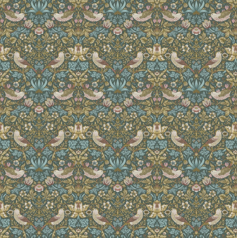 William Morris Strawberry Thief Teal Cushion Cover