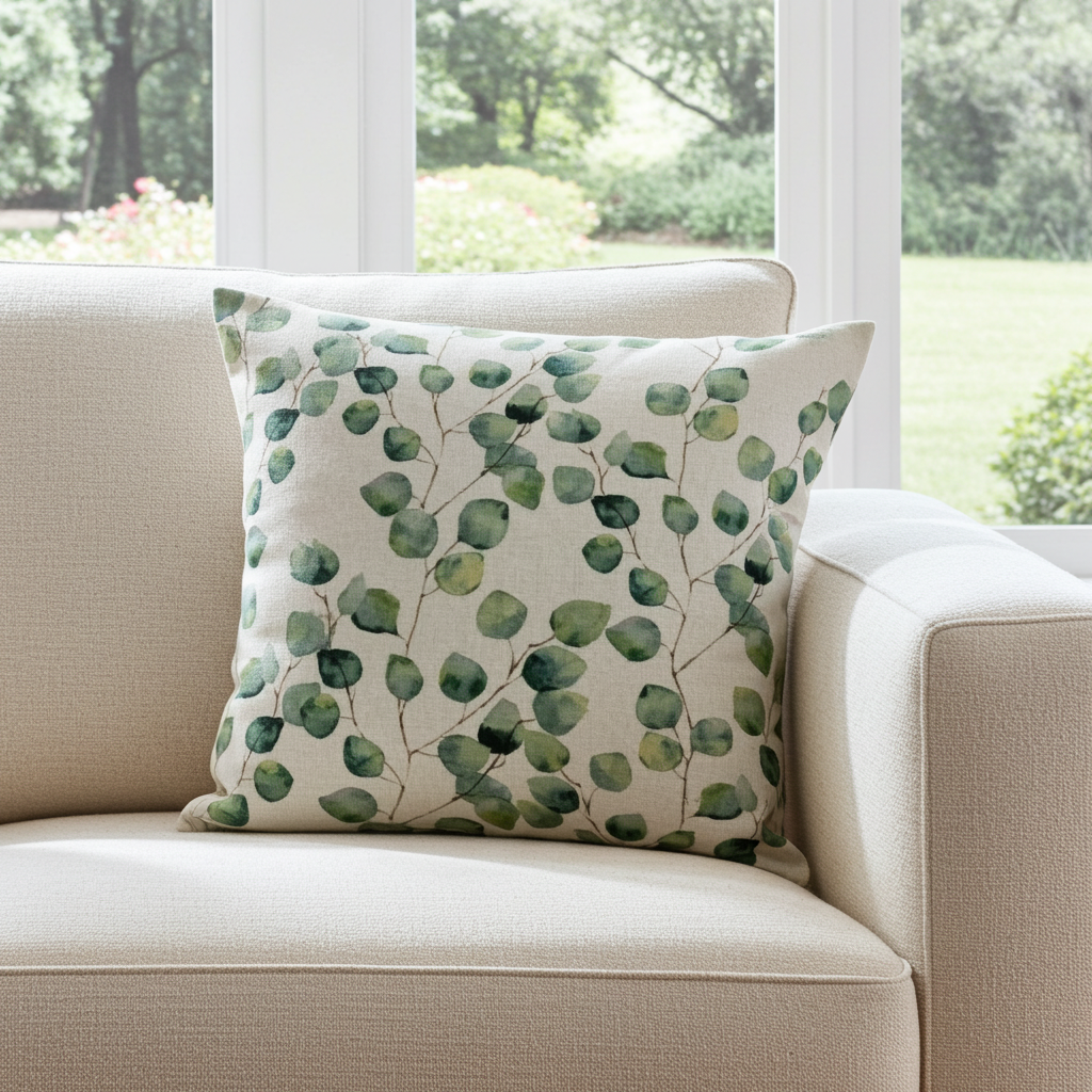 Eucalyptus Leaf Green Cushion Cover