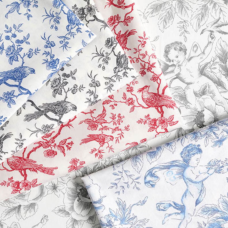 Tischdecke „Toile de Jouy Birds“ in Königsblau und Cremeweiß, erhältlich in vielen Größen