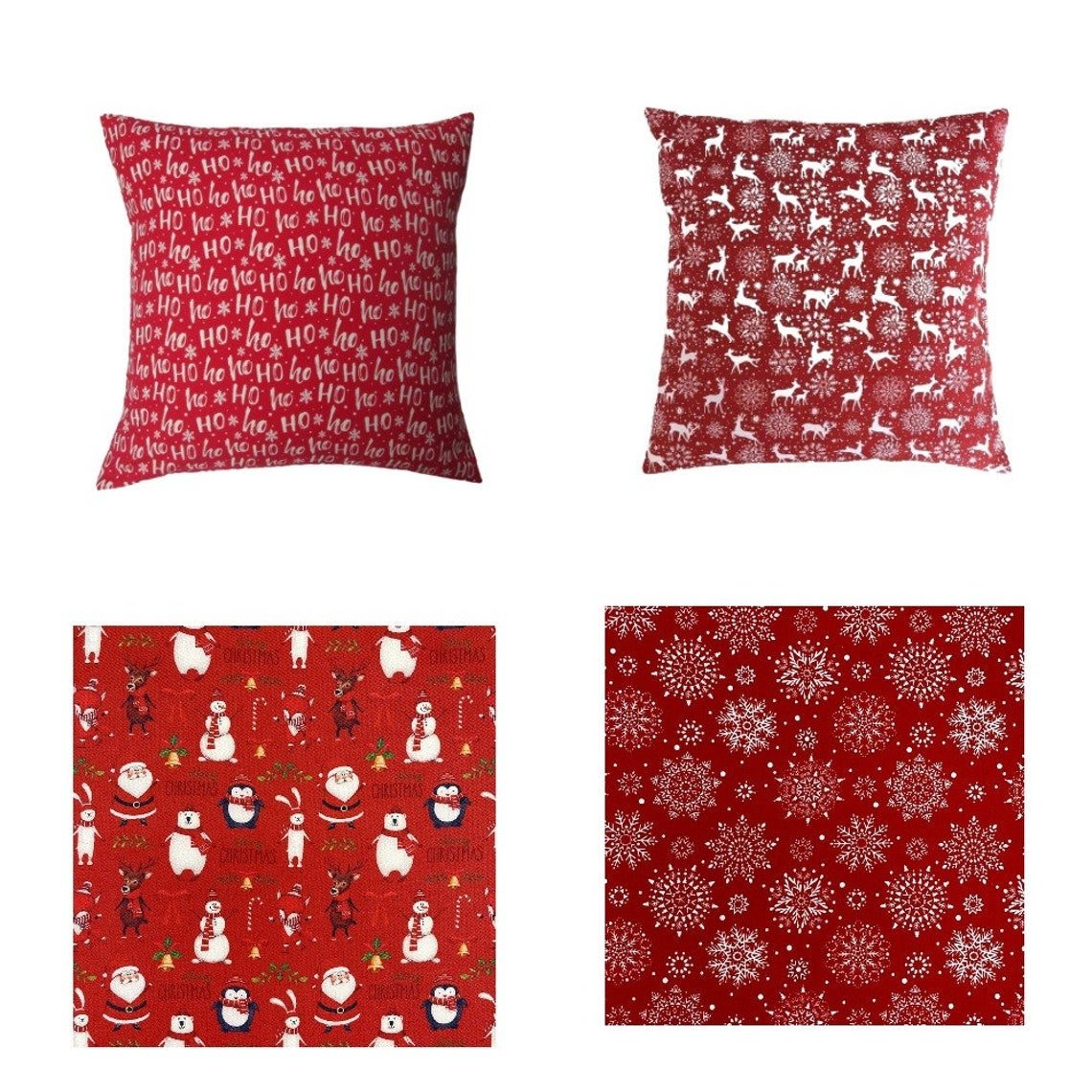 Christmas Ho Ho Ho Tablecloth , Napkins Red Design , 100% Cotton Handmade - CushionCoverAndDecor