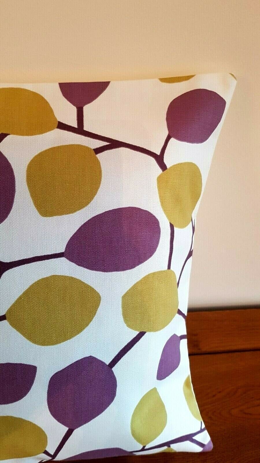 Cushion Cover 10" 12" 14" 16" 17" 18" 20" 22" 24" 26" Clarke & Clarke Nissa Heathe Purple Mustard Leaves Design 100% Cotton Handmade - CushionCoverAndDecor