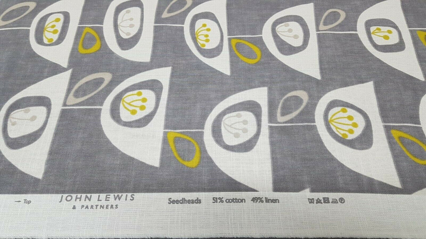 Cushion Cover 10" 12" 14" 16" 17" 18" 20" 22" 24" 26" John Lewis Seedheads Grey Yellow Design 100% Cotton Handmade - CushionCoverAndDecor