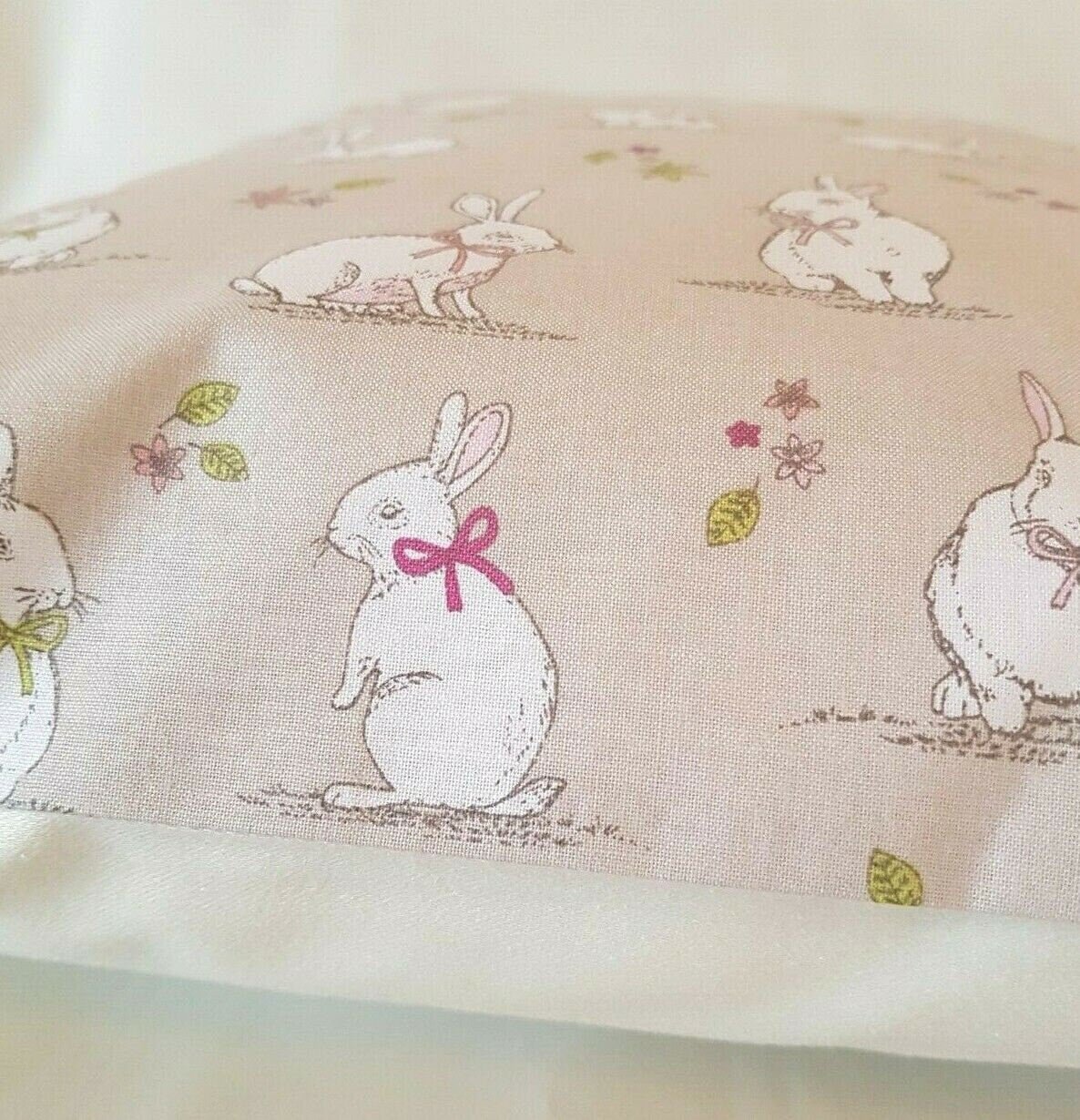 Easter Bunny Rabbits Cushion Cover Taupe Pink Design , Children Kids Cushion Cover 10" 12" 14" 16" 17" 18" 20" 22" 24" 26" - CushionCoverAndDecor