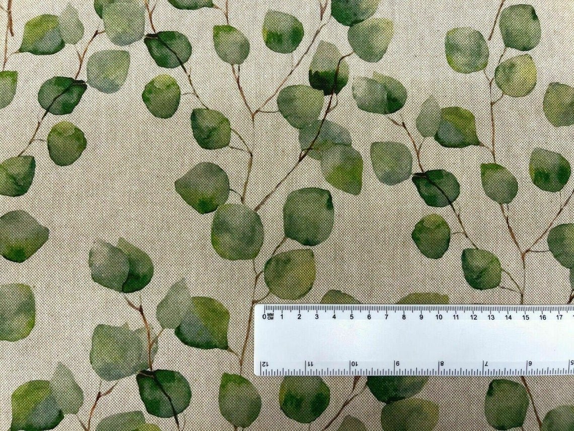 Eucalyptus Table Runner , Linen Look Table Runner , Green Leaves Table Runner 36" 48" 54" 60" 64" 72" 84" 96" 104" - CushionCoverAndDecor