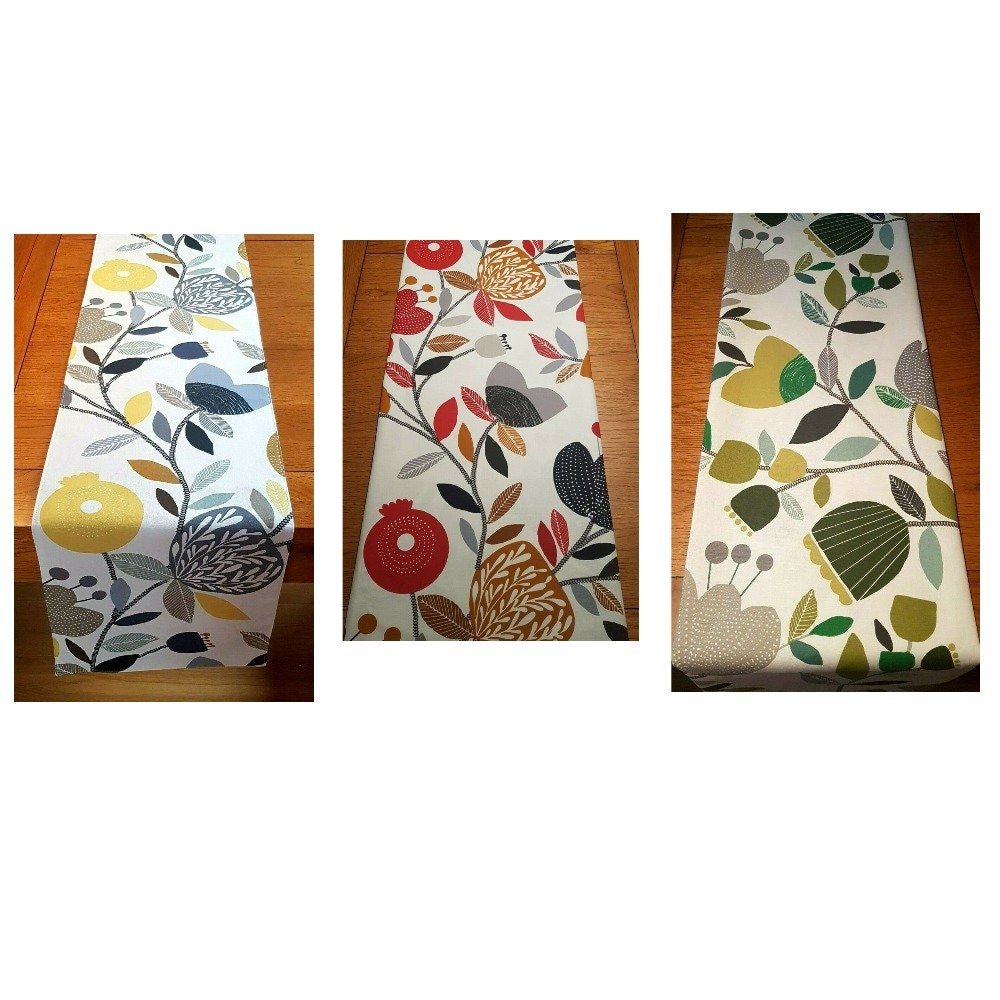 Fabric Placemats 12"x17" Ochre Blue Red Green Pomegranate Trail Design 100% Cotton Handmade - CushionCoverAndDecor