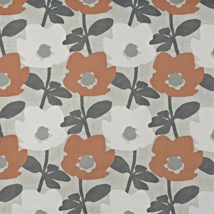 Fabric Placemats 12"x17" Prestigious Textiles Mango Orange Grey Geometric Floral Design 100% Cotton Handmade - CushionCoverAndDecor