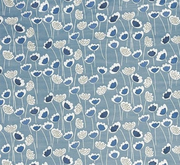 Floral Tulip Indigo Blue Tablecloth , Scandinavian Tablecloth , Floral Tablecloth , Round, Square, Rectangle Tablecloth , Tablecloth UK - CushionCoverAndDecor