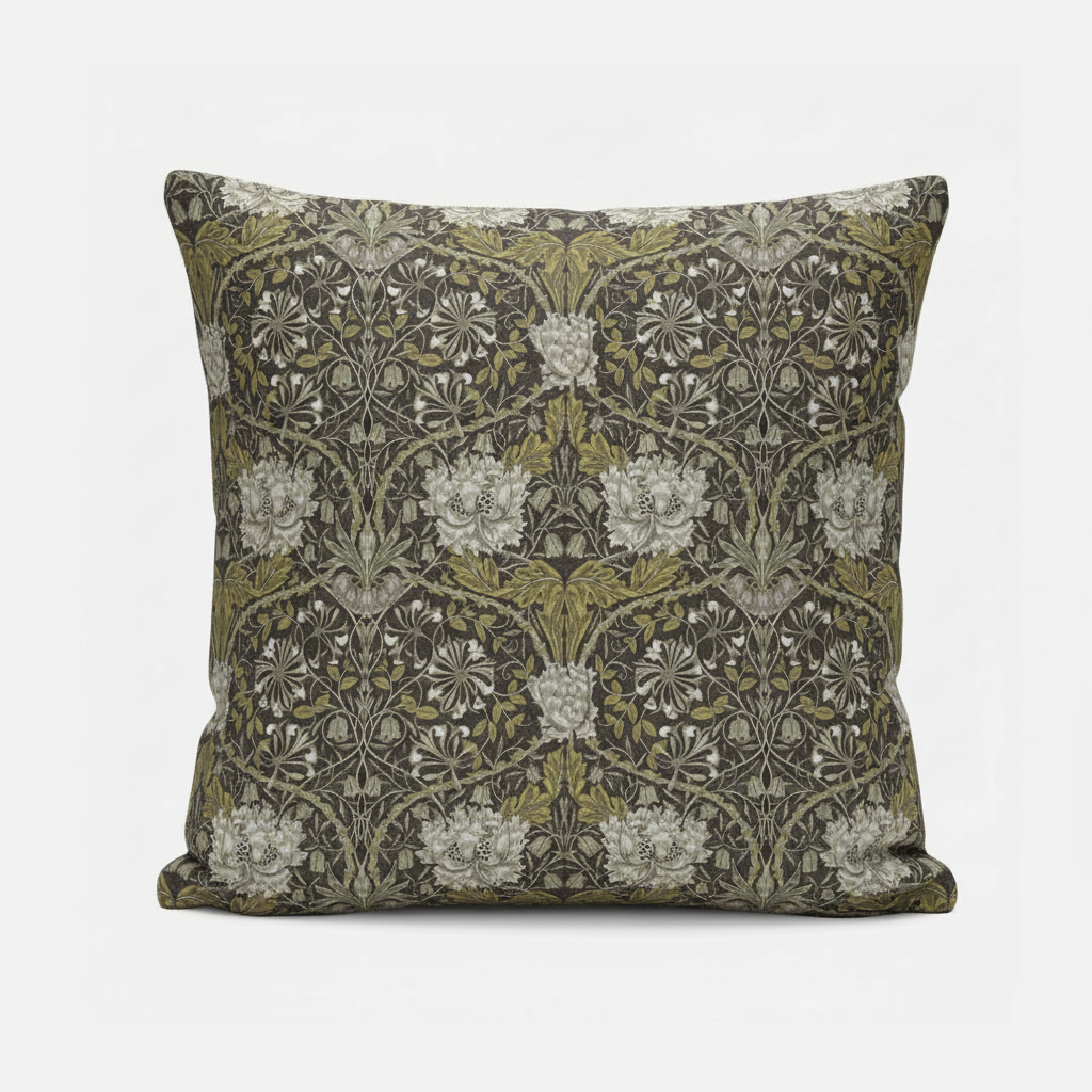 William Morris Honeysuckle Mocha Cushion Cover