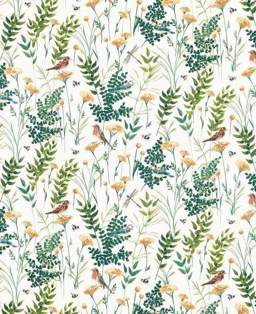 Gardenia Blush Window Valance Curtain , Floral Birds Curtain , Gardenia Blush Summer Curtain , Window Valance Curtain UK , Handmade 100% Cotton - CushionCoverAndDecor