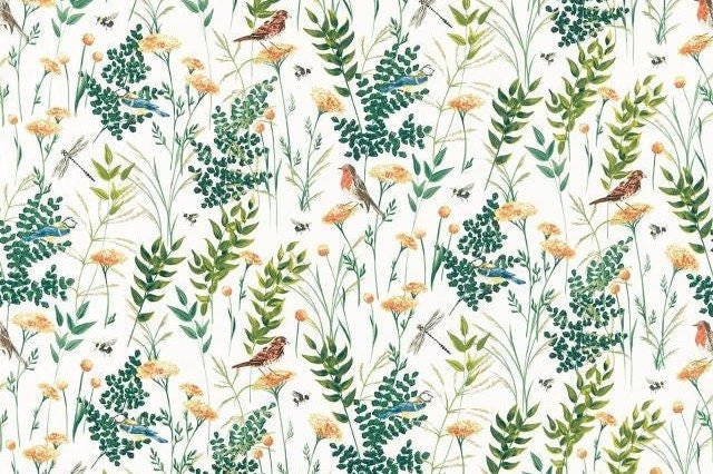 Gardenia Summer Table Runner , Floral Birds Table Runner , Table Runner UK 36" 48" 54" 60" 64" 72" 84" 96" 104" - CushionCoverAndDecor