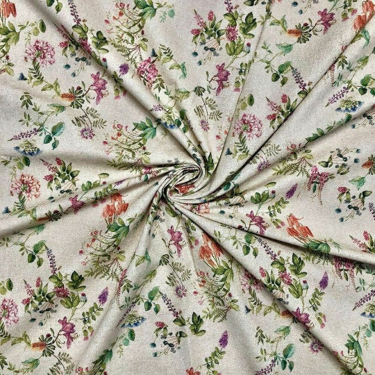 Botanical Garden Floral Tablecloth Napkins, Handmade Cotton Linen Look Fabric
