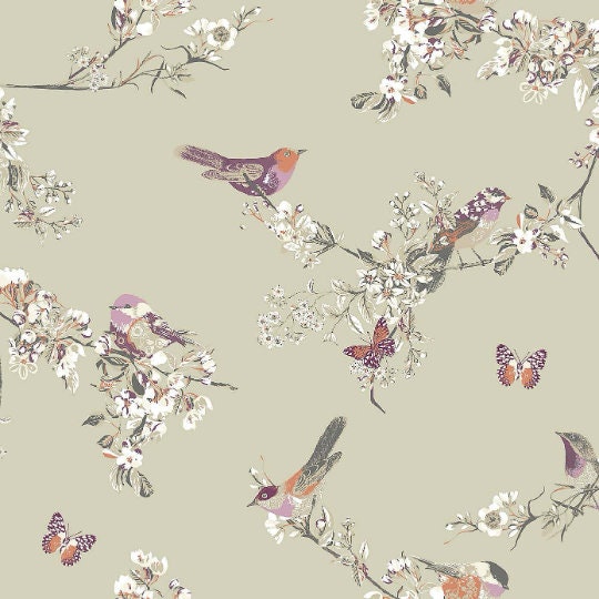Beautiful Birds Floral Sage Green Tablecloth , Round Tablecloth , Square Tablecloth , Tablecloth UK