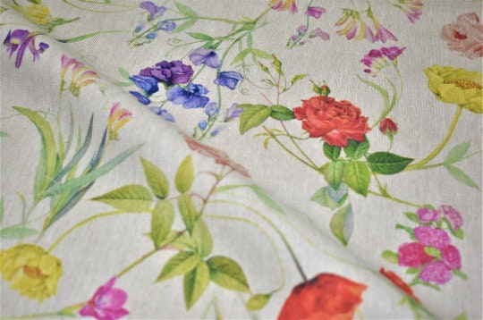 Round Soft Pastel Floral Tablecloth , Floral Flowers Blossom Table Cloth , Round Oval Rectangle . Handmade UK
