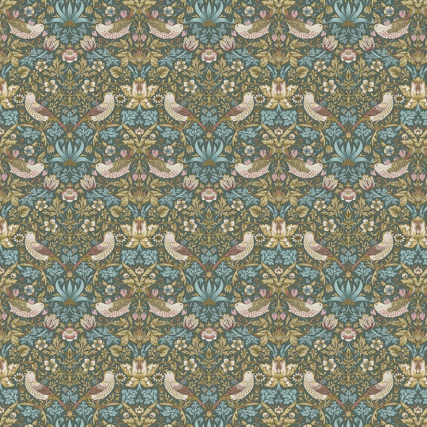 Round William Morris Tablecloth Strawberry Thief Navy , Floral Birds Tablecloth , Round Tablecloth , Square Tablecloth , Tablecloth UK