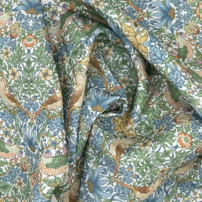 Oval William Morris Coated Tablecloth Strawberry Thief , Water Resistant Tablecloths , Outdoor Tablecloth , Round Oval Rectangle Tablecloth