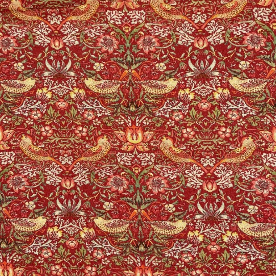 William Morris Strawberry Thief Crimson Red Tablecloth , Rectangle Tablecloth , Christmas Tablecloth , Round Tablecloth , Oval Tablecloth