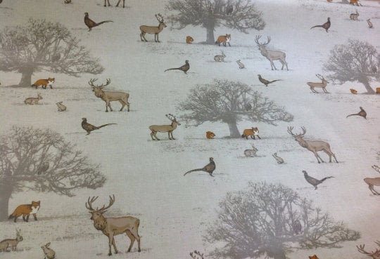 Tatton Autumn Wildlife Tablecloth, Cotton Linen Look, Handmade