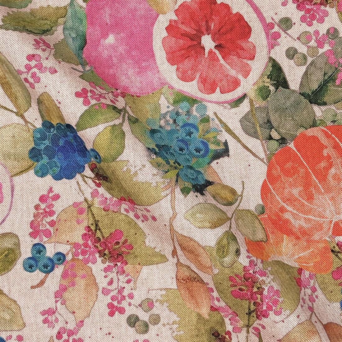 Fruits Print Natural Tablecloth , Round Oval Rectange Table cloth , Handmade in UK