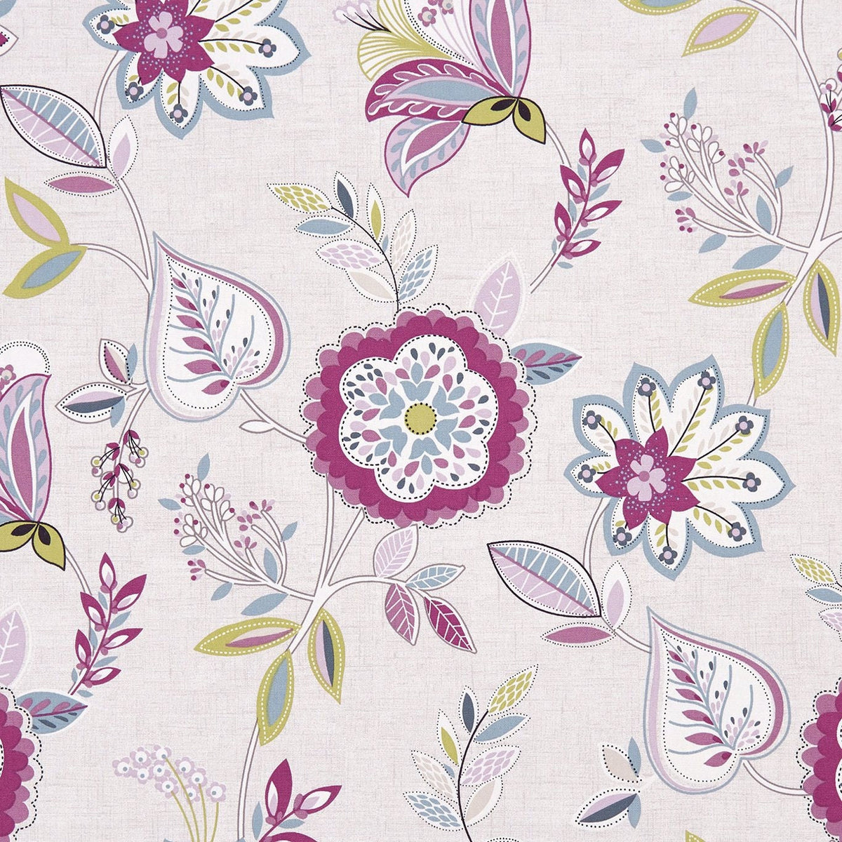 Octavia Damson Purple Floral Tablecloth, Retro Cotton , Handmade UK