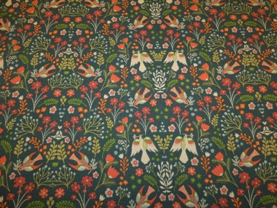 Folklore Birds Floral Jade Green Tablecloth , Flowers Tablecloth , Floral Tablecloth , Round Rectangle Tablecloth , Oval Tablecloth