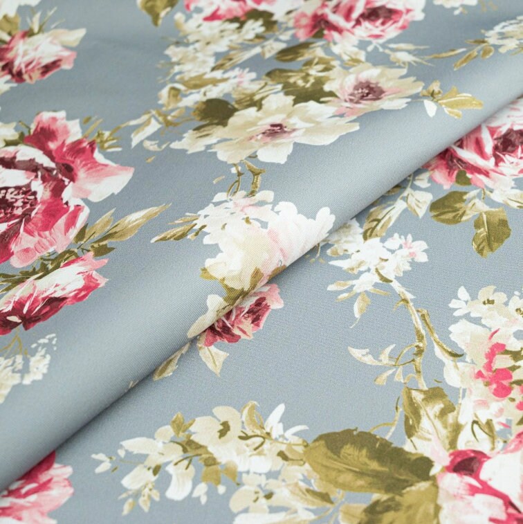 English Rose Grey Coated Tablecloth , Water Resistant Tablecloths , Outdoor Tablecloth , Round Oval Rectangle Tablecloth