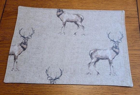 Christmas Stags Placemat , Woodlands Stags Placemats , Wildlife Cotton Placemat , Christmas Napkins Set , Table Linen Dining Table Mats