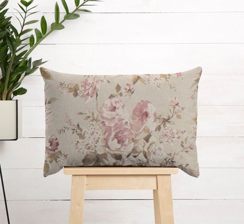 Vintage Roses Tablecloth: Linen Look Fabric, Handmade in UK