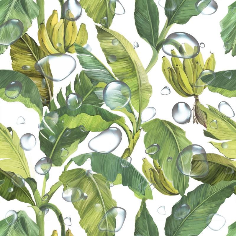 Banana Trees Coated Tablecloth , Leaves Coated Tablecloth , Teflon Coated Water Resistant Tablecloths , Round Oval Rectangle Tablecloth