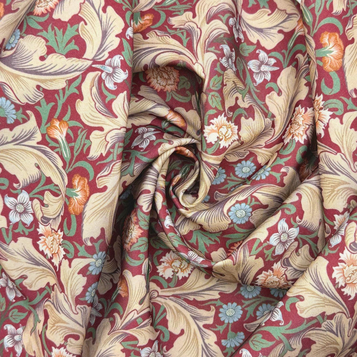 William Morris Coated Tablecloth Leicester Wine Red , Outdoor Water Resistant Table Cloth , Round Oval Rectangle , Handmade in UK