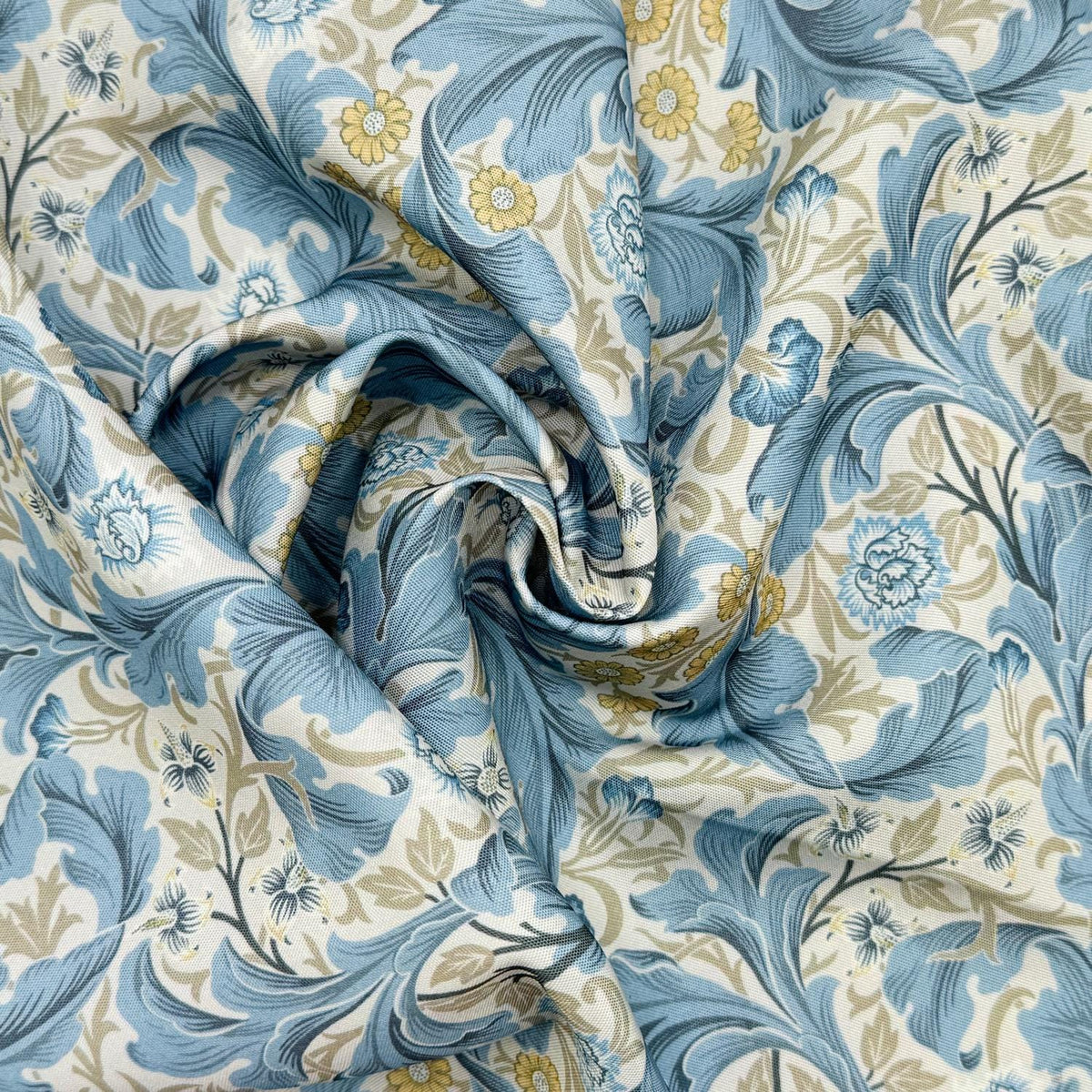 William Morris Coated Tablecloth Leicester Moonlight Azure , Outdoor Water Resistant Table Cloth , Round Oval Rectangle , Handmade in UK