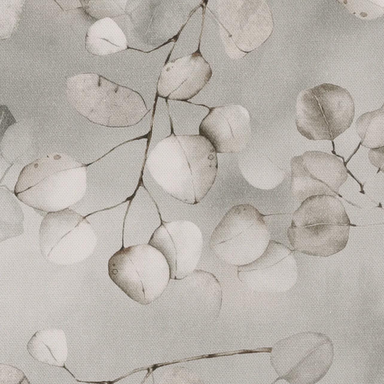 Honesty Leaves Grey Tablecloth , Scandi Botanical Leaf Print Table Cloth , Round Oval Rectangle