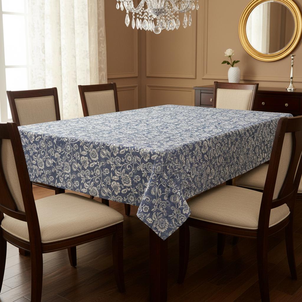 Eliza Tapestry Flowers Chambray Tablecloth , Round Oval Rectangle , Handmade UK