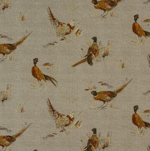 Rustic Pheasant Pattern Cushion Cover , Beige Throw Pillow , Handmade UK