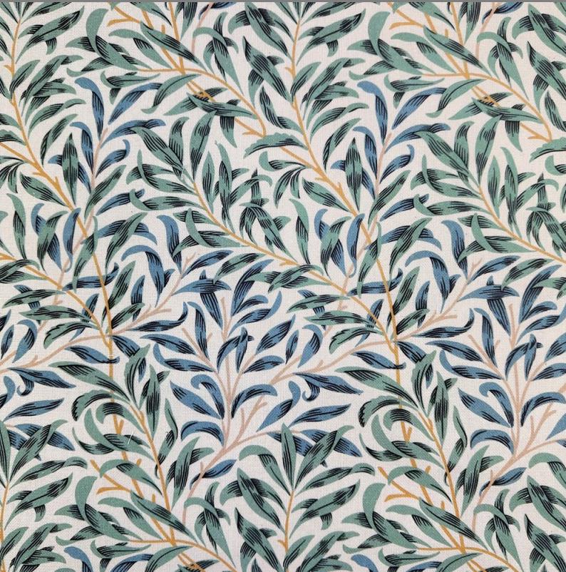 William Morris Table Runner Willow Bough Seafoam, Cotton Napkins, Handmade in UK