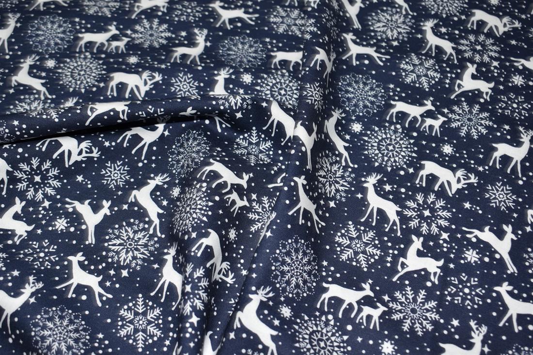 Navy Blue Christmas Reindeer Tablecloth Available In Many Sizes - CushionCoverAndDecor