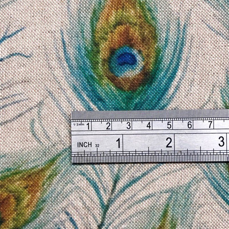 Peacock Feathers Tablecloth, Napkins Cotton Rich Linen Look Fabric Design , Tablecloth UK - CushionCoverAndDecor