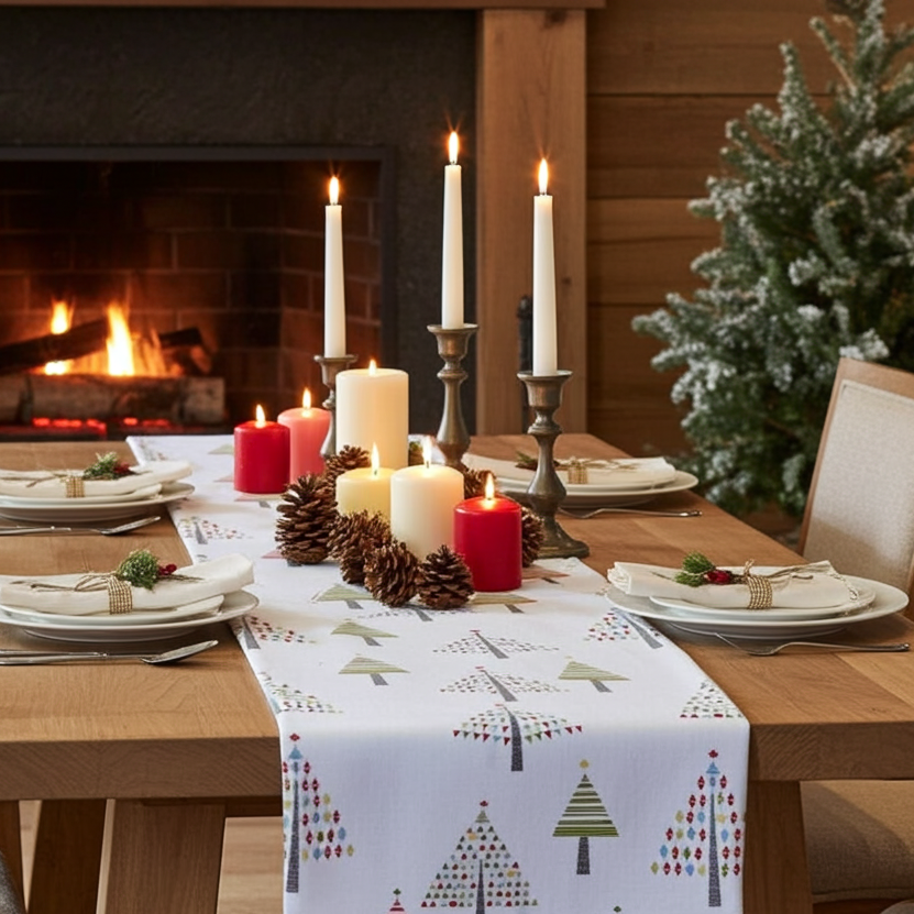 Scandi Christmas Trees Table Runner