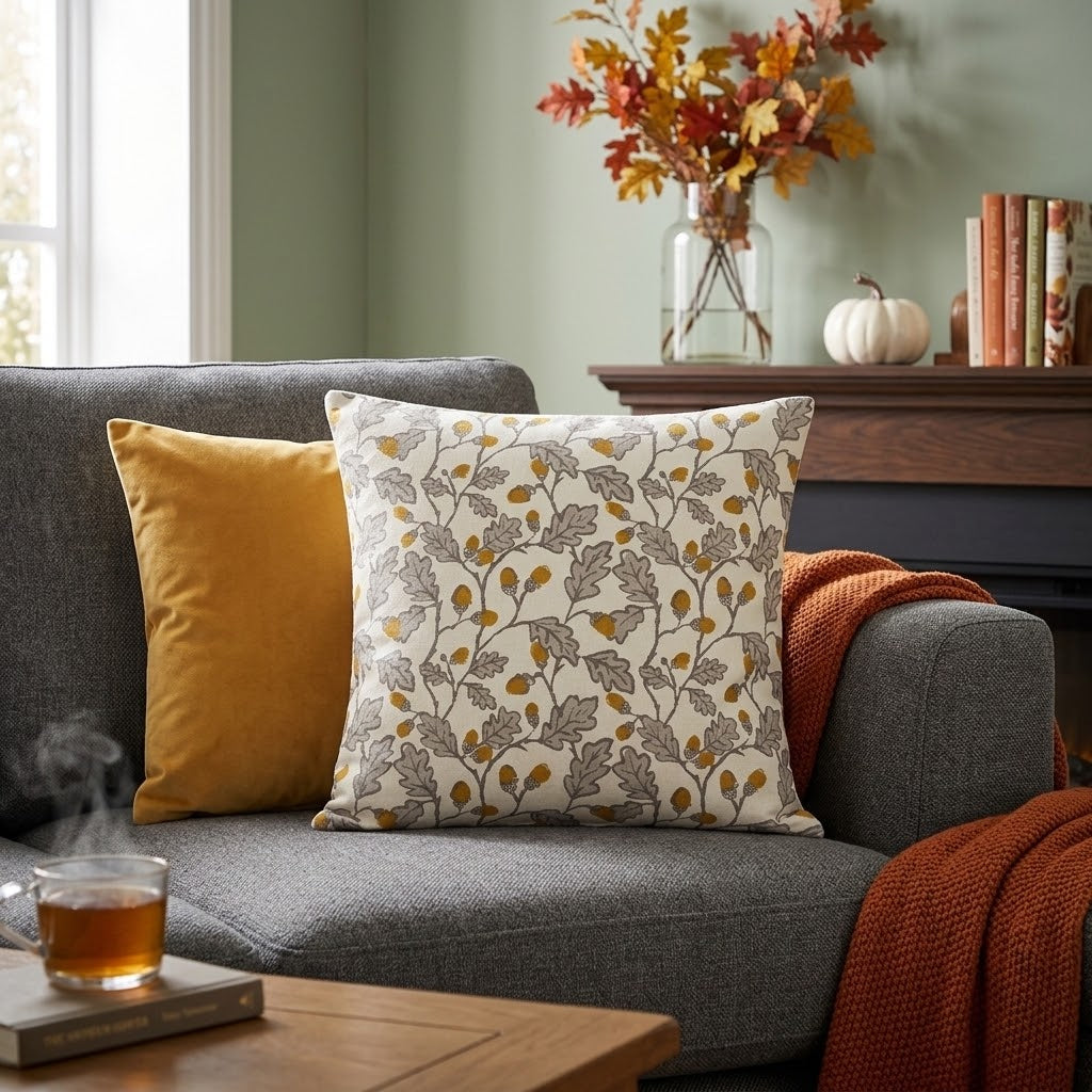 Acorn Trail Natural Cushion Cover