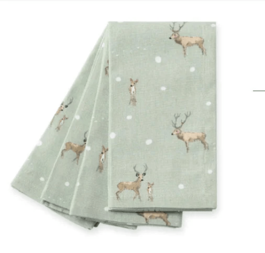 Sophie Allport Fabric Napkins , Christmas Cloth Napkin , Festive Napkins 100% Cotton Handmade - CushionCoverAndDecor