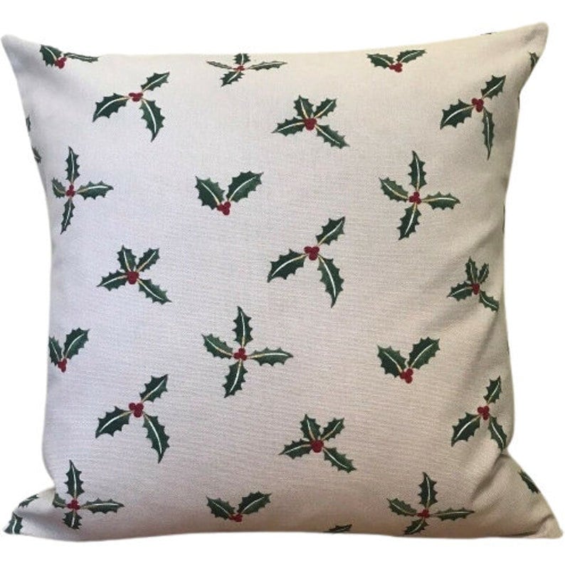 Sophie Allport Holly And Berry Table Runner , Green Red Christmas Table Runner 36" 48" 54" 60" 64" 72" 84" 96" 104" Handmade 100%Cotton - CushionCoverAndDecor