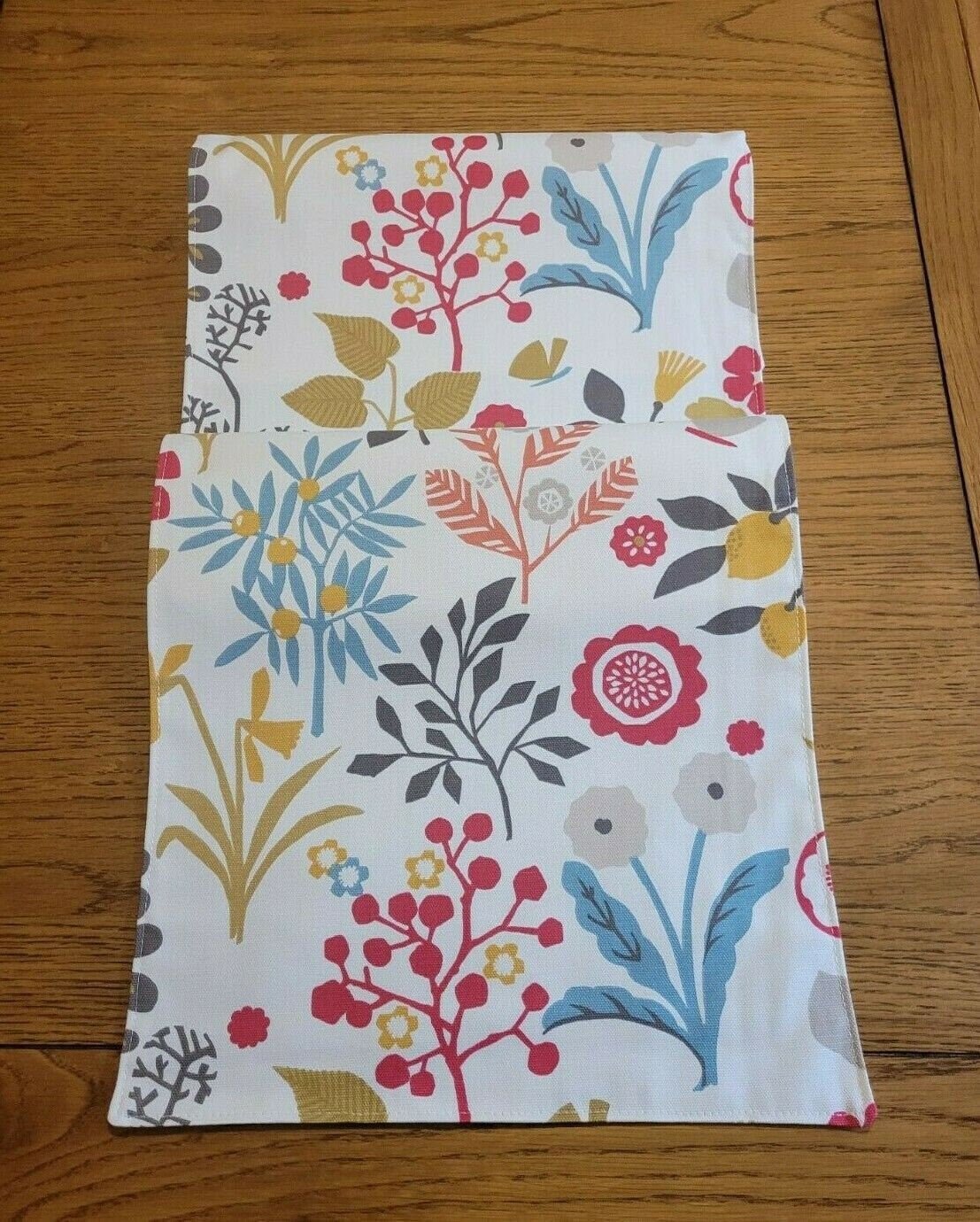 Table Runner Frida Spice Orange Blue Bird Floral Design , Table Runner UK 36" 48" 54" 60" 64" 72" 84" 96" 104" Handmade 100% Cotton - CushionCoverAndDecor