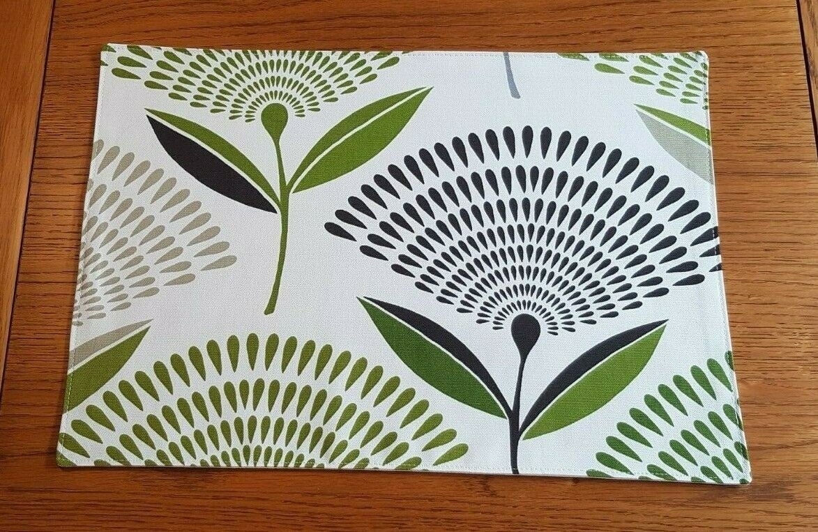 Table Runner Lime Green Grey Dandelion Design 36" 48" 54" 60" 64" 72" 84" 96" 104" Prestigious Textiles 100% Cotton Handmade - CushionCoverAndDecor