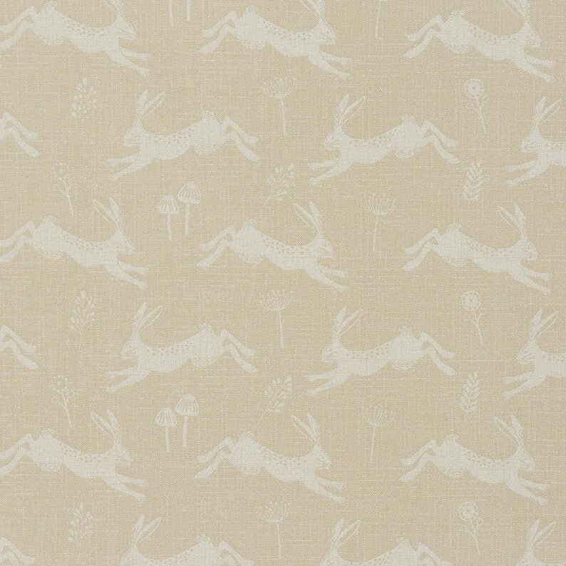 Table Runner , Napkins Jump Leaping Hares Natural Design , Easter Table Runner 36" 48" 54" 60" 64" 72" 84" 96" 104" Handmade 100%Cotton - CushionCoverAndDecor