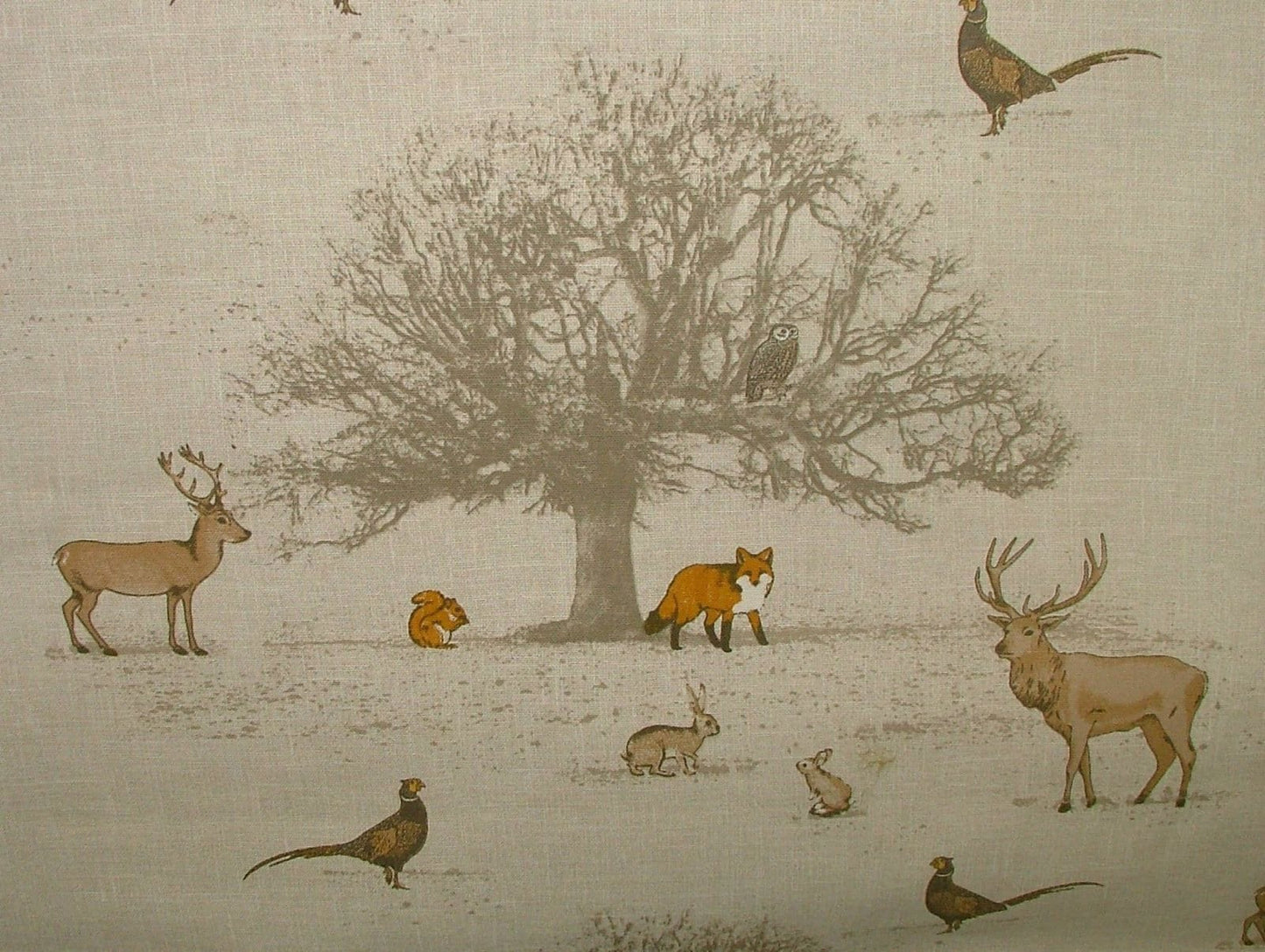 Tablecloth Fryetts Tatton Autumn Wildlife Beige Grey Orange Design 100% Cotton Handmade - CushionCoverAndDecor