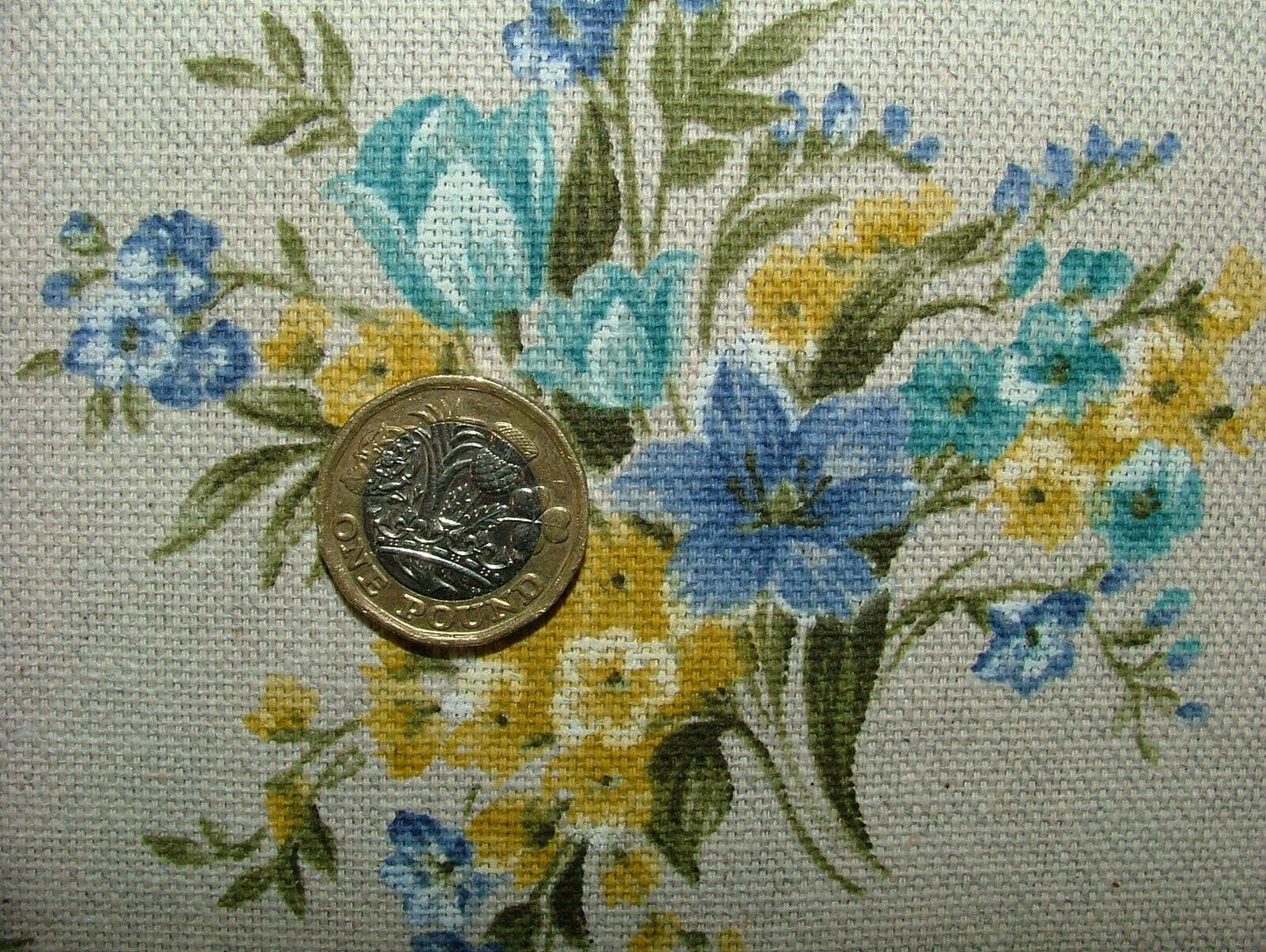 Tablecloth Ochre Blue Floral Cotton Rich Linen Look Fabric Design , Tablecloth UK - CushionCoverAndDecor