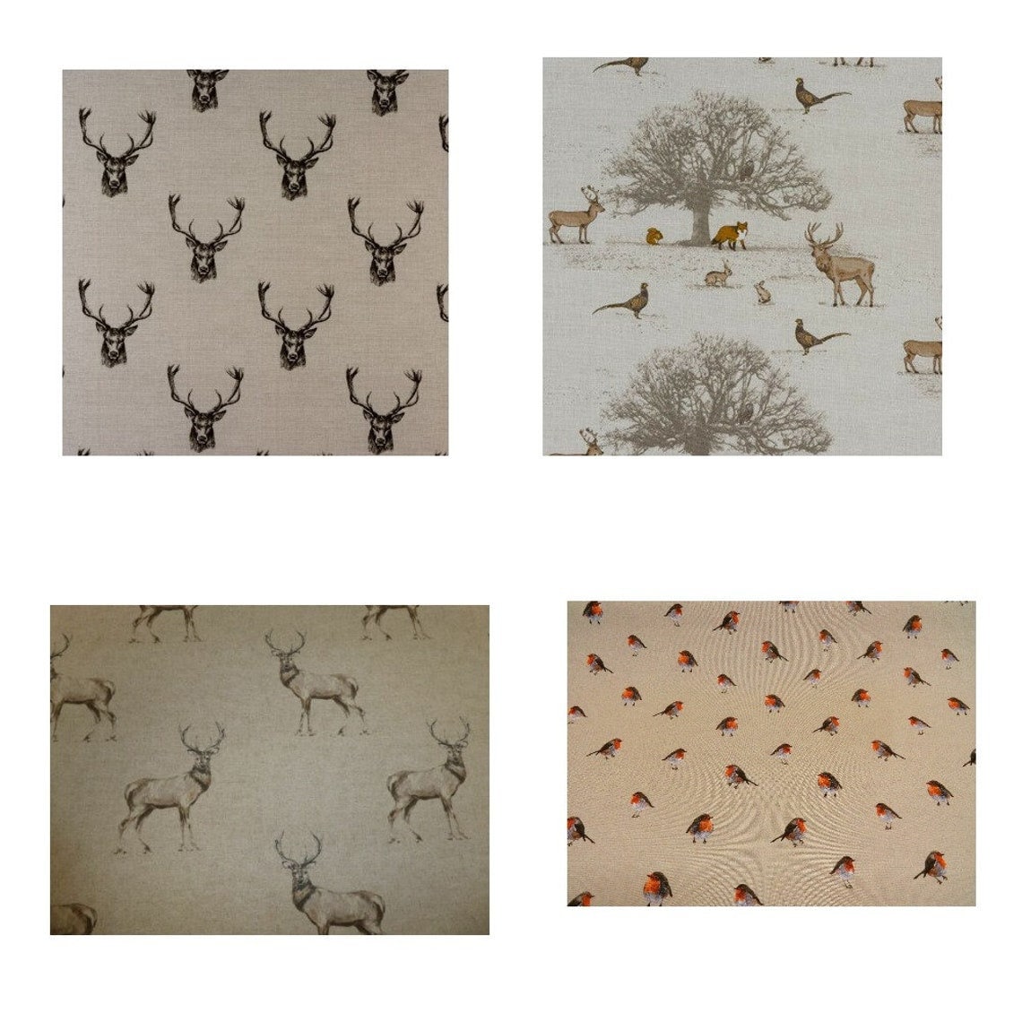 Tablecloth Stags Head Rustic Taupe Beige Background Design Fryetts 100% Cotton Handmade - CushionCoverAndDecor