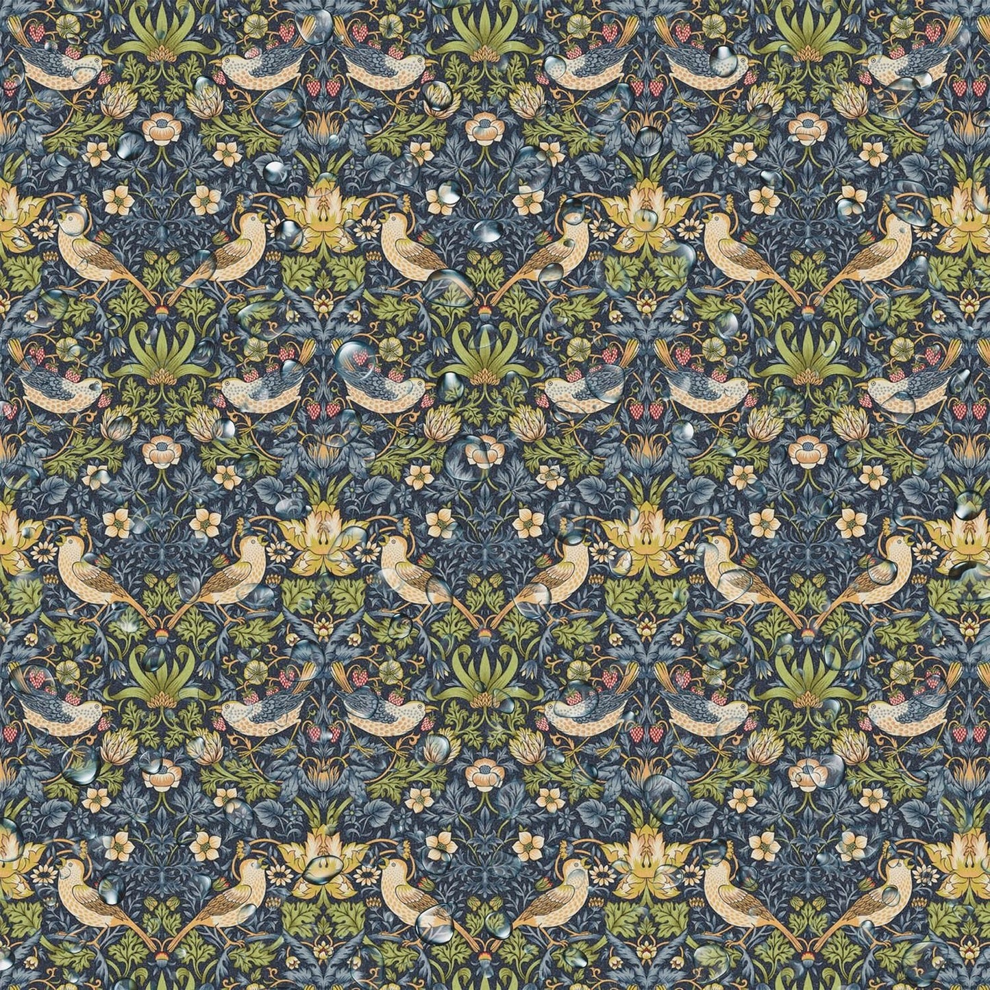 William Morris Strawberry Thief Navy Cotton Tablecloth