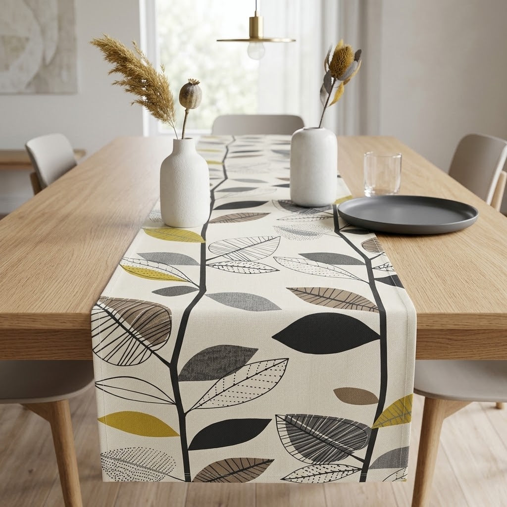 Autumn Leaf Table Runner , Scandi Leaves Table Runner , Fall Leaf Table Runner , Table Decoration , Various Size