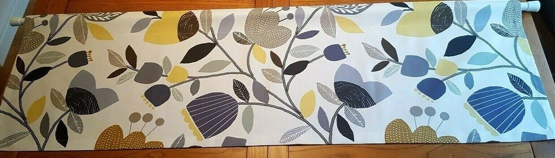 Window Valance Curtain Scattered Leaves Orange Red Blue Green Leaf Design Handmade 100% Cotton - CushionCoverAndDecor